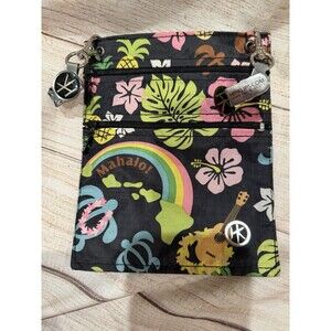 HipKlips branded Clip-On purse featuring a "Mahalo" Hawaiian-themed print 7"x6"